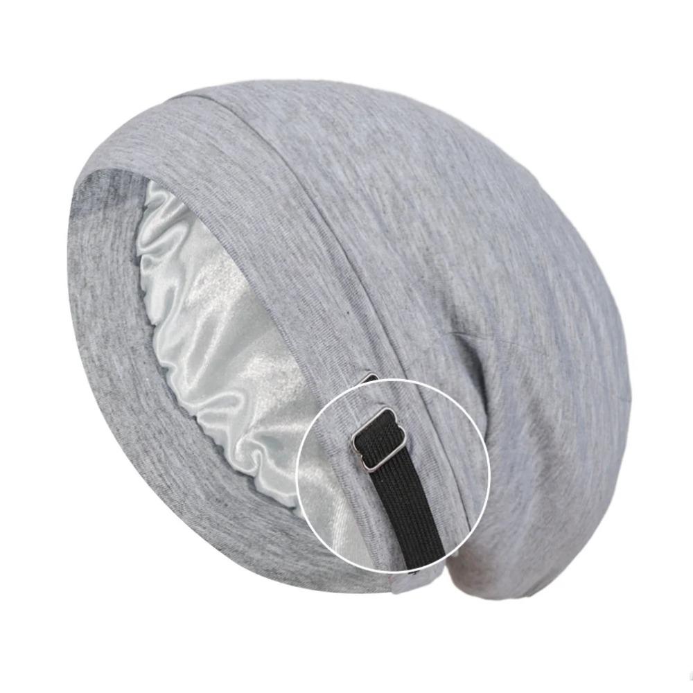 

Шапочка-боннет на сатиновой подкладке для женщин и мужчин, мягкая эластичная регулируемая сатиновая ночная шапочка для сна, уход за кудрявыми волосами и косами, шелковистый тюрбан, шапочка для сна One Size