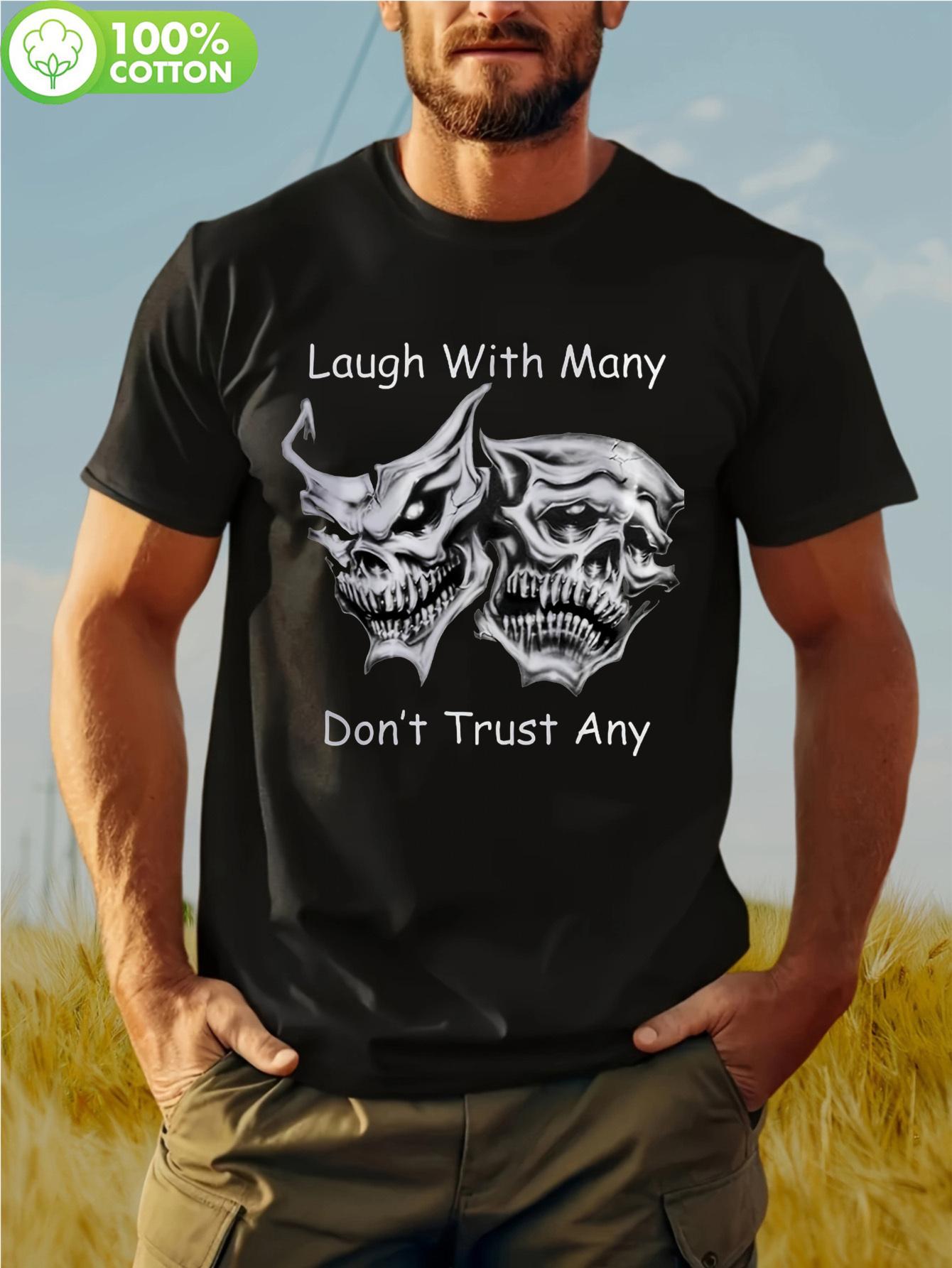Plus Size Black Graphic Tshirt - Laugh with Many Trust No... XL