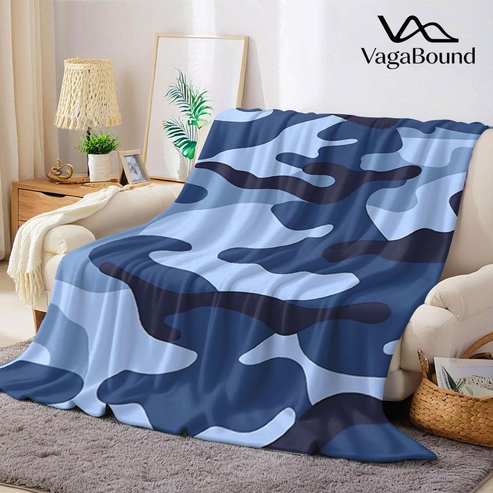 Multicolor Pastel Camo Flannel Blanket Perfect for Sofa Office Bed Travel Sleep Read Relax Camping four season use
