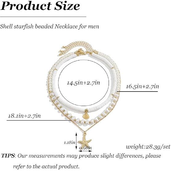 YANCHUN Shell Necklace Beach Jewelry for Women Sea Shell Necklace Layered Gold Shell Charm Necklaces Summer Outfits for Women Beach Fashion