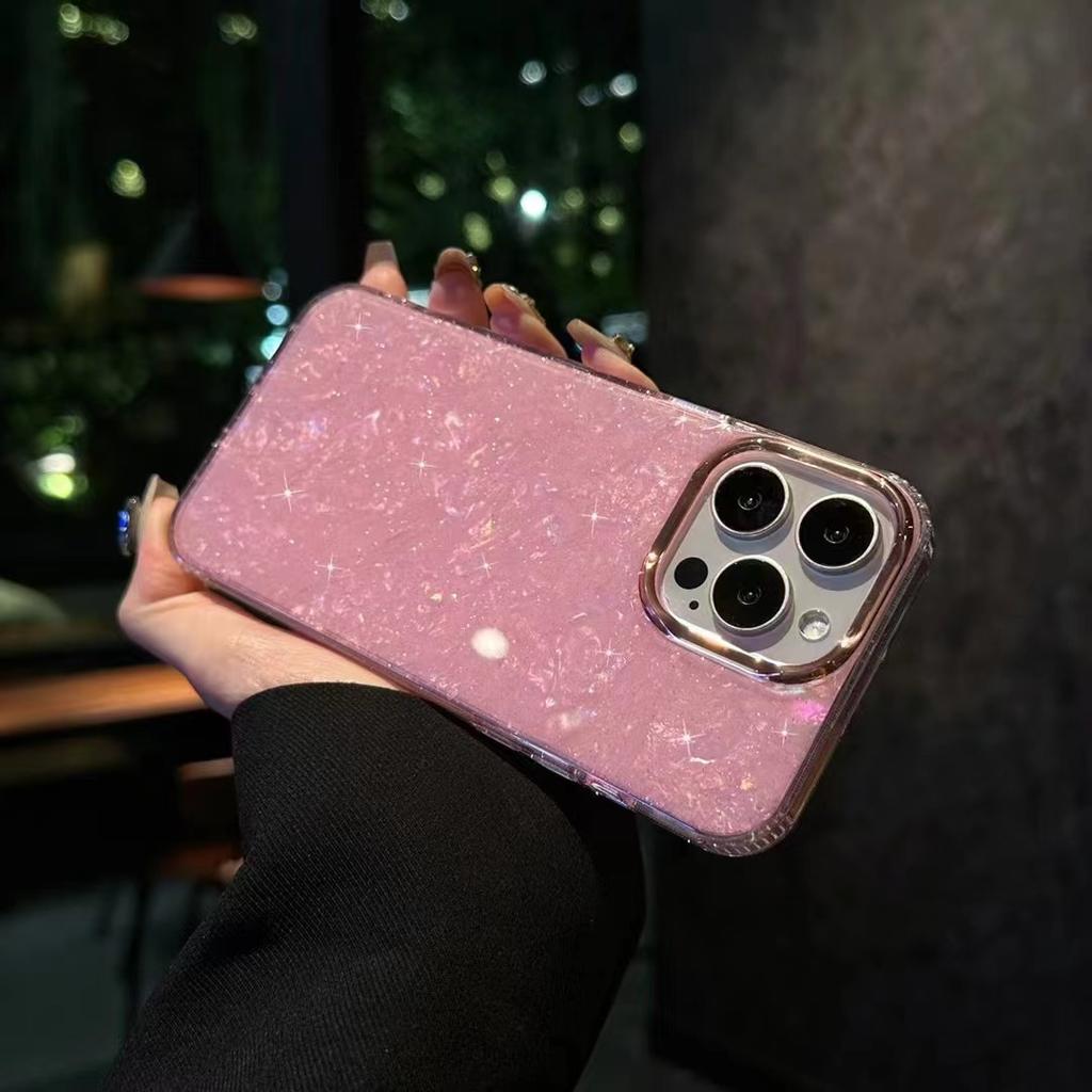 Applicable To Apple 17proMax Glitter Powder Shell Pattern Mobile Phone Case IPhone 16 Starry Sky 15 Goddess Protective Case Anti Fall