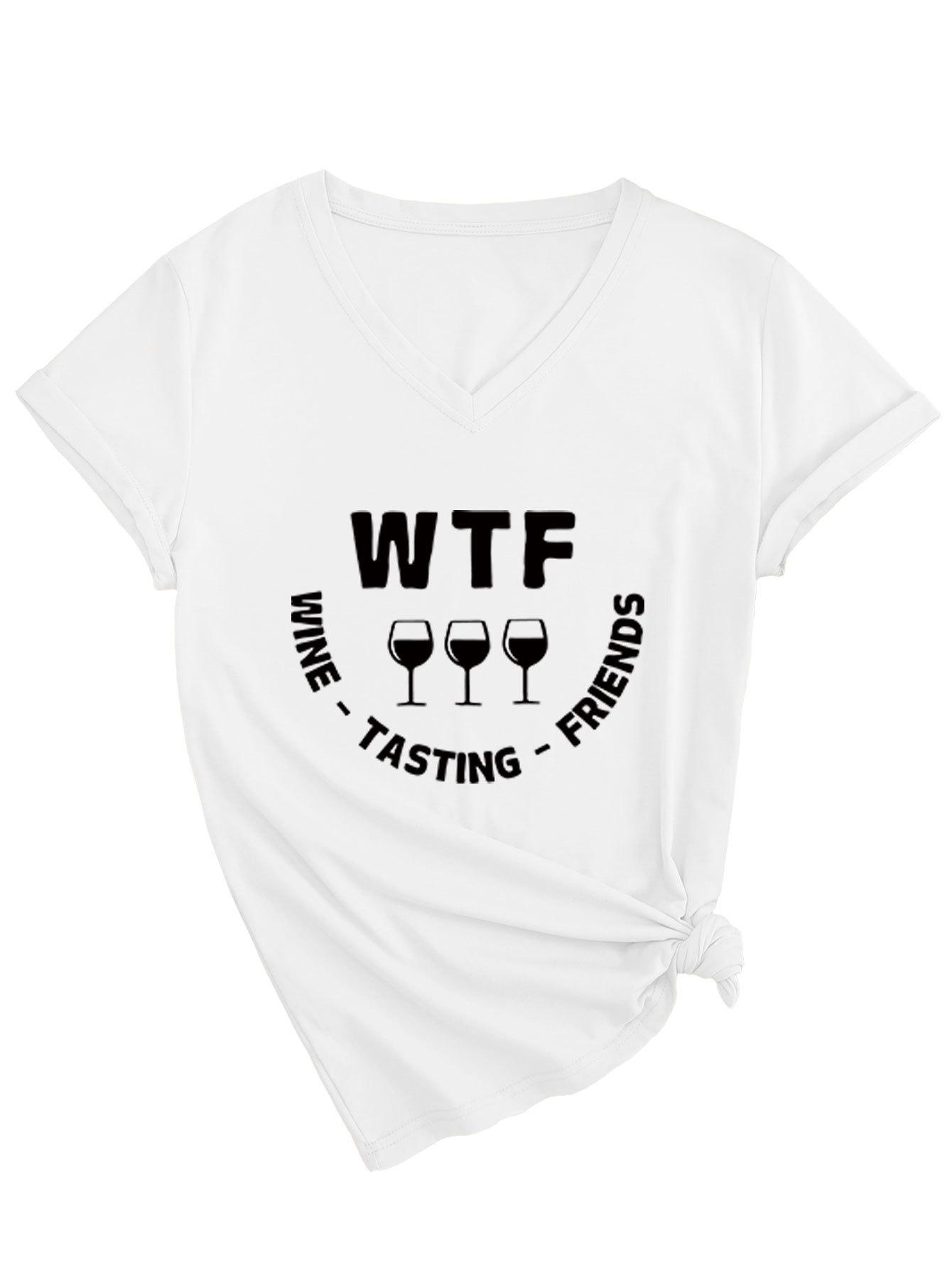Stylish and comfortable women s V-neck short-sleeved T-shirt S