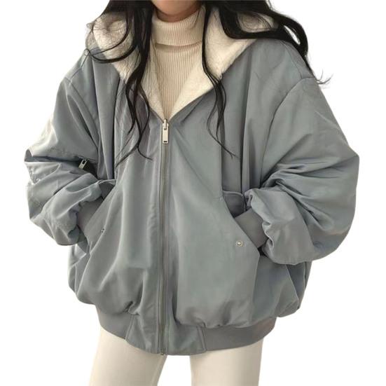 Women's Winter Coat Fleece Lined Reversible Parka Jacket Hooded Zip-Up Coat with Pockets Casual Warm Outerwear