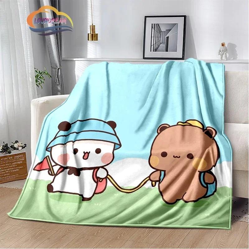 Cartoon Print Bear and Pa Blanket Cute Bubu  Dudu Series  Kids Warm Flannel Soft Comfortable Home Bed