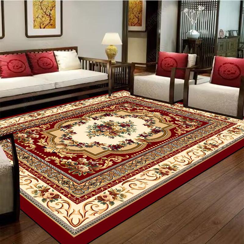 European Red Luxury Carpet Large Living Room Decoration Home Rugs Soft Comfortable Lounge Rug Anti Slip Washable Bedroom Mat