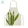 Flower Leaves Pattern Kitchen Aprons Home Cooking Linen Sleeveless Aprons Plants Style Household Sleeveless Cleaning Pinafore