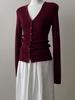 Women's French V-Neck Wool Cardigan: Slim Fit, Autumn/Winter Layer, Short Knit Top