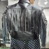 Noora Women's Lambskin Black Leather Jacket | Black Western Style Fringe Jacket | Biker Leather Tassel Jacket |