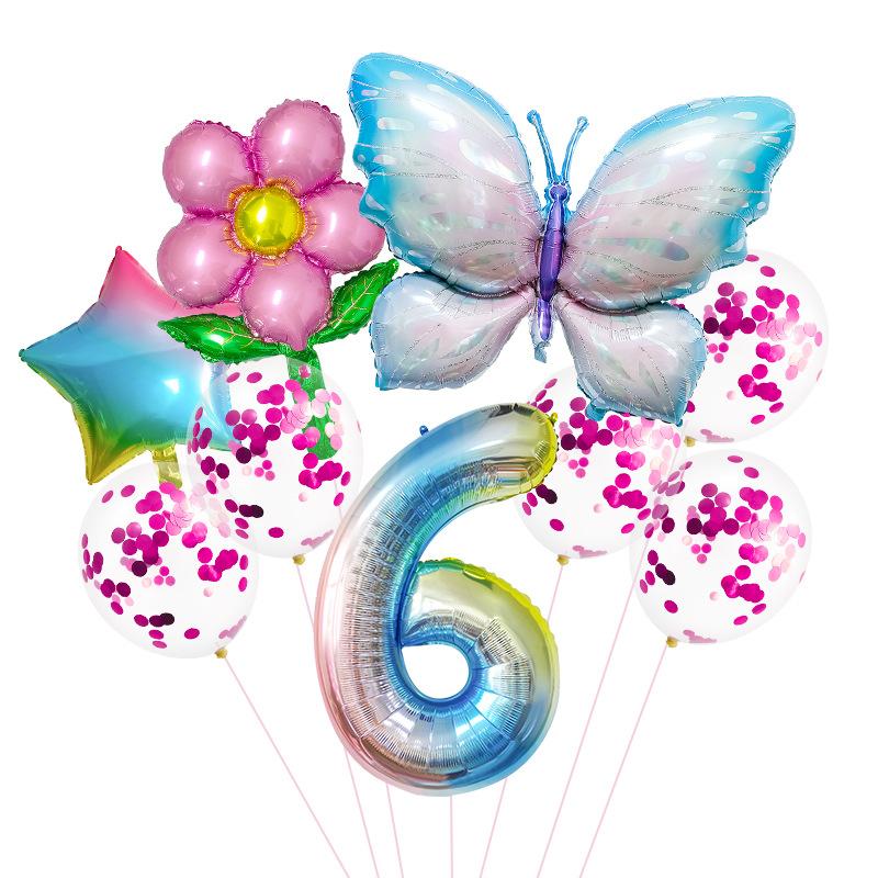 Butterfly Digital Balloon Birthday Party Aluminum Film Balloon Set Party Scene Decoration Props