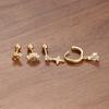 4PCS Luxury Star Moon Stainless Steel Zircon Stud Earrings Set For Women Simple Flower Earring Classic Huggie Daily Jewelry