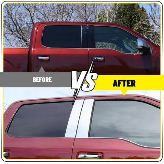 2015- Fit Ford F-150 Car Chrome 4X Door Pillar Window Post Trim Cover