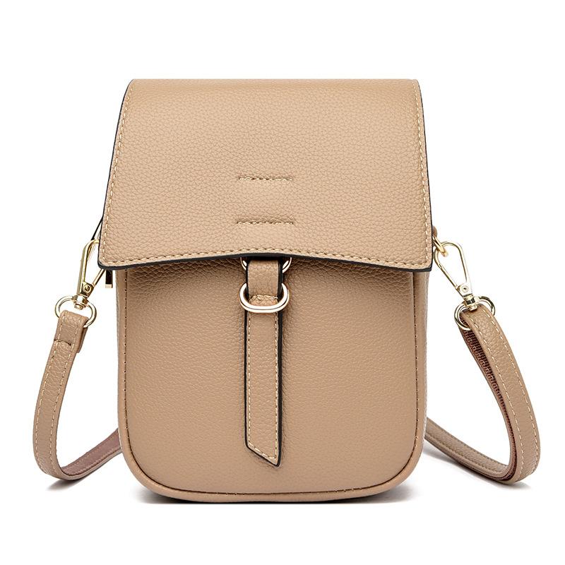 Oblique Span Bag For Mobile Phones Women'S Multi-Function Mini Bag Women'S Vertical Double-Layer Leather Mobile Phone Bag