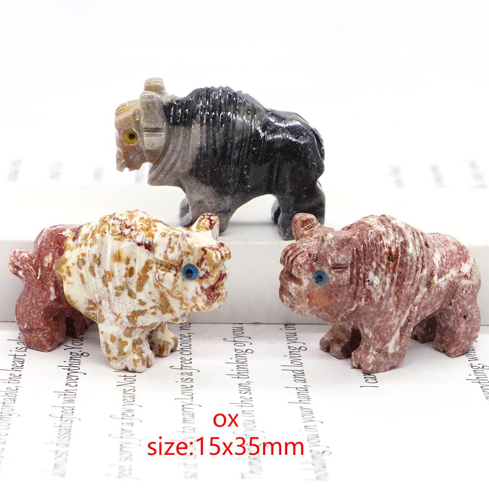 Mini Animals Frog Figurine Ornament Natural Shoushan Stone Carving Healing Crystal Fish Dinosaur Statue Room Desk Crafts Decor
