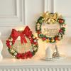 Christmas Wreath Front Door Hanging Ornaments Artificial Wreath Bell Gift Bow Stars For Christmas Tree Home Windows Decor