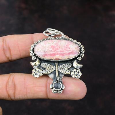 Rhodochrosite Pendant Genuine Gemstone Jewelry 925 Sterling Silver Pendant Handmade Boho Jewelry Beautiful Dragonfly Pendant Gift For Mother