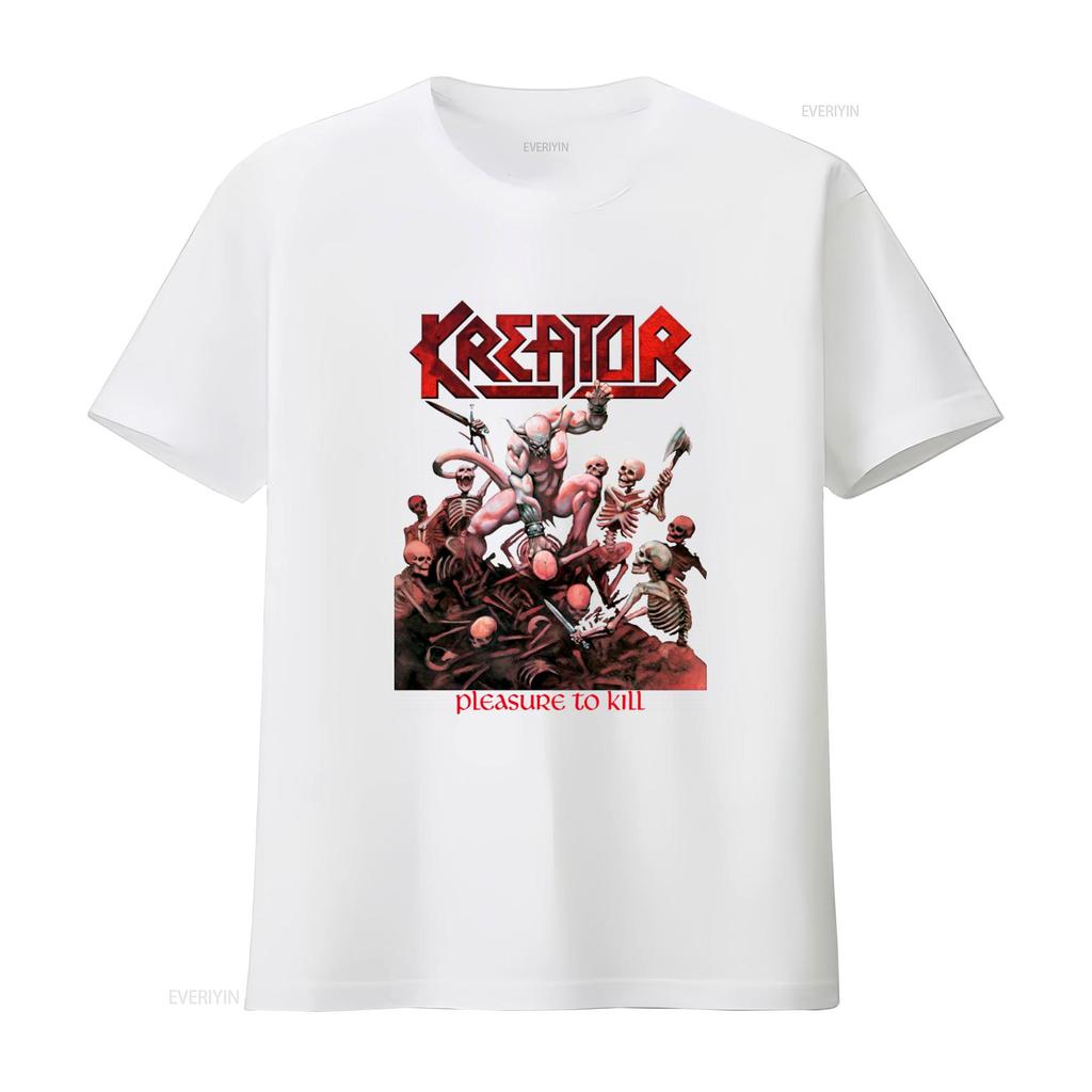 Kreator Pleasure To Kill Death Metal Print Short Long Sleeve Black T Shirt for Sizes 345Xl Vintage Washed Graphic