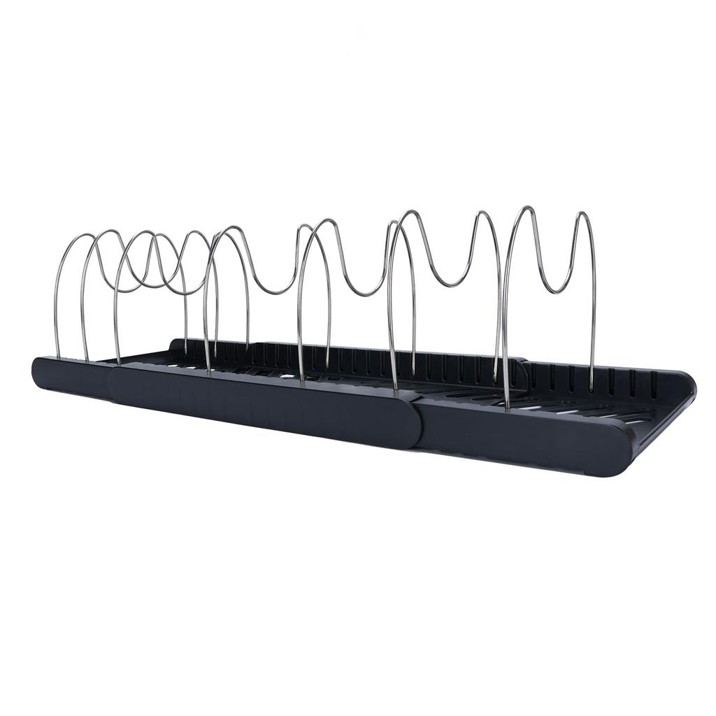 Pots and Pans Organizer Expandable Cookware Rack Adjustable Pan Organizer for Kitchen Black