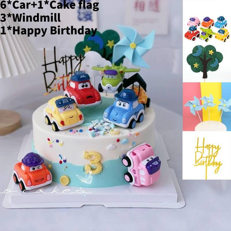 Decoration Cake Car Cartoon Cars 3 Children Birthday Baking Dessert Gift Flag