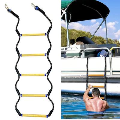 1/2 Pcs Boat Rope Ladder 5 Step Heavy Duty 440 Lbs Flexible Rope Marine Boat Boarding Ladder for Motorboat Climbing Game