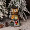 Christmas Resin Houses Clock Tower Pendant Luminous Christmas Decoration House Bedroom Table Ornament New Year Gift Home Decor