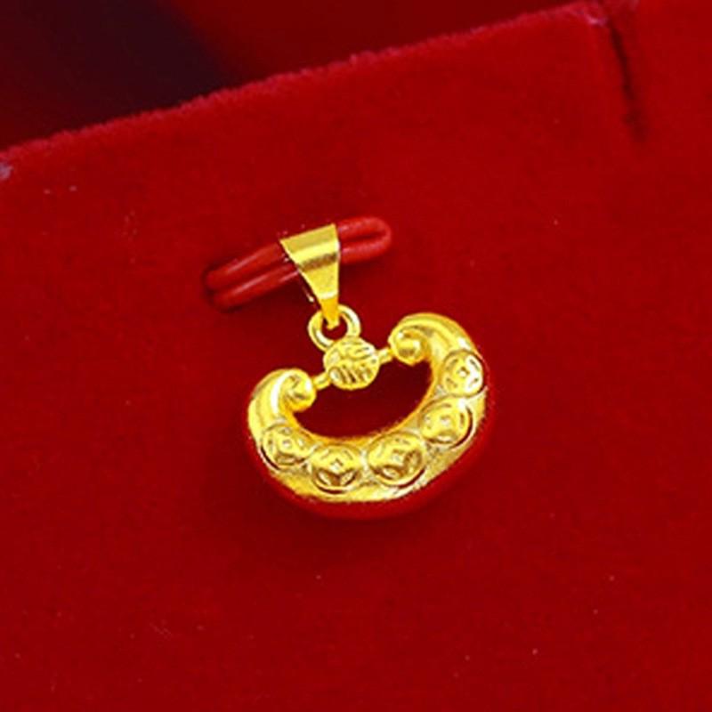 Vietnam Sand Gold-Plated Rocking Horse Necklace with Small Brass Lock Pendant