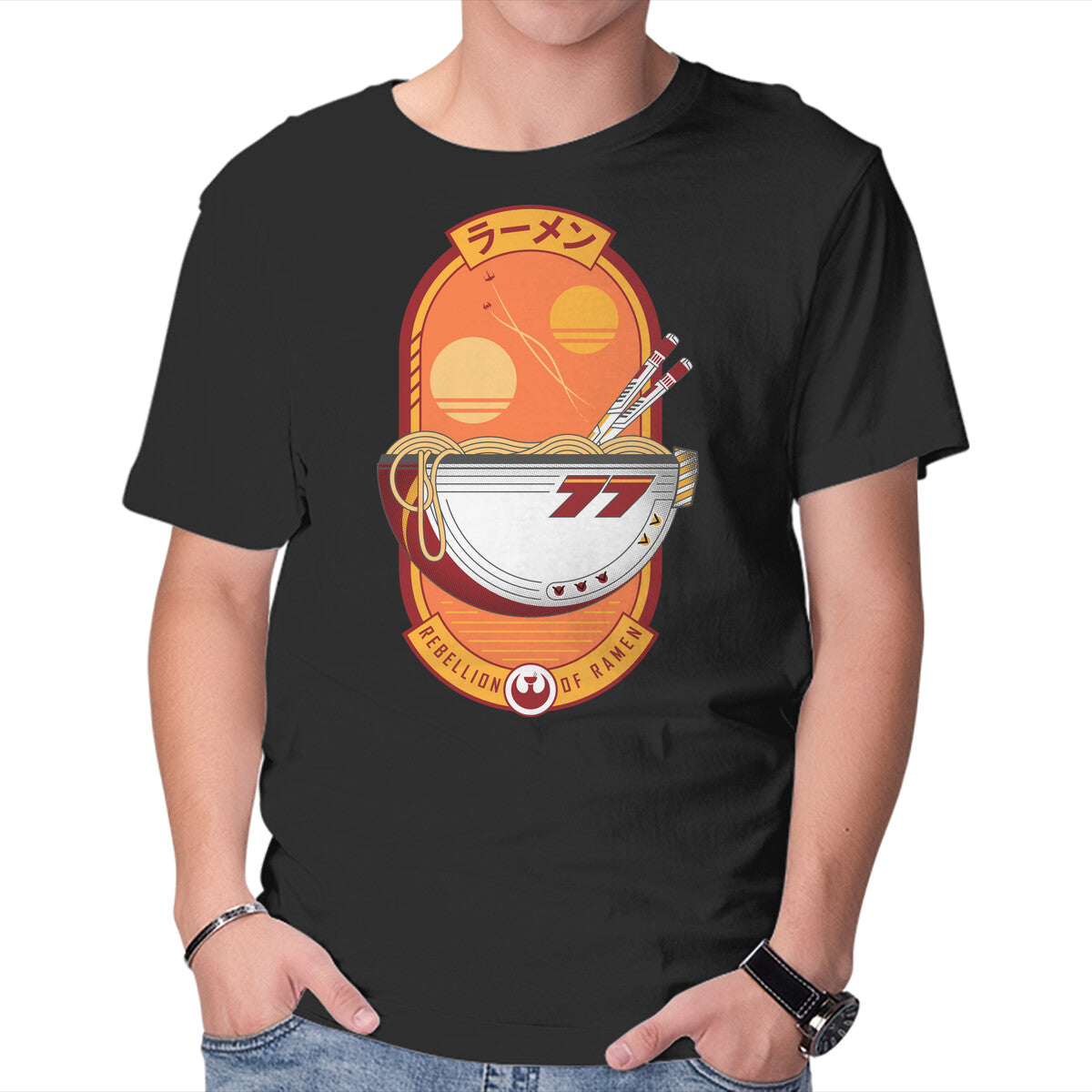 Unisex Crew Neck T-Shirt Rebellion Of Ramen Graphic Short Sleeve Casual Tee S