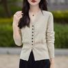 Autumn and winter new women's knitted sweater V-neck cardigan sweater women's imitation wool coat batch