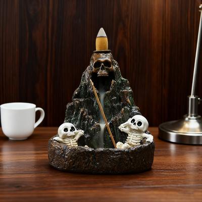 Skeleton Rockery Reflow Incense Decoration, Ghost Festival Home Living Room Bedroom Incense Decoration Resin Handicrafts