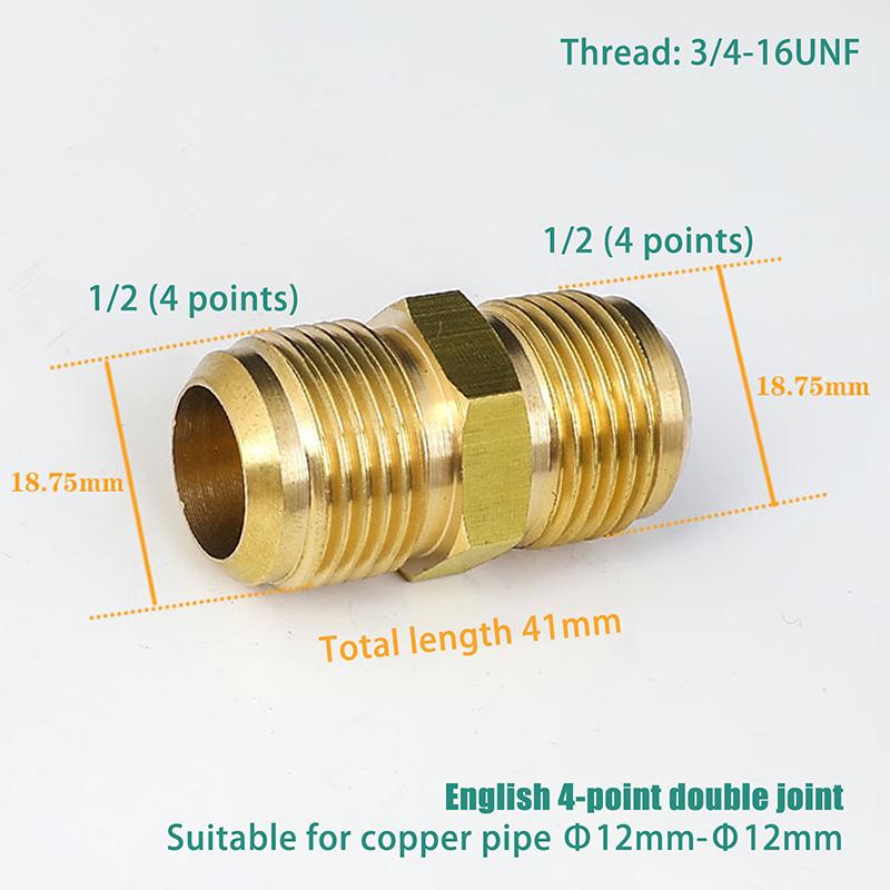 Equal Reducer Nipple Flare Tube OD 1/4" 5/16" 3/8" 1/2" 5/8" 3/4" 7/8" SAE-Standard Brass Pipe Fitting Connector Air Coniditoner