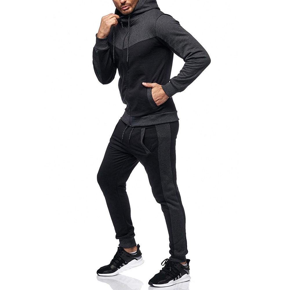 Men's  Winter Packwork Sweatshirt Top Pants Sets Sports Suit Tracksuit