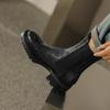 Krazing Pot Cow Leather Autumn Winter Shoes Round Toe Platform Plus Size Basic Clothing Thick Med Heels Slip On Chelsea Boots Women Ankle Boots