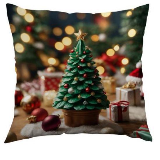 Christmas Pillow Cover Holiday Decoration Oil Painting Style Realistic Sofa Cushion Cover Bedroom Pillow