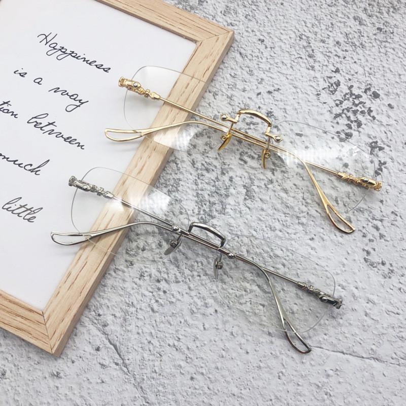 2PCS Vintage Style Rimless Reading Glasses - Rectangular Frame Blue Light Blocking Anti-Fatigue Unisex Lightweight PC