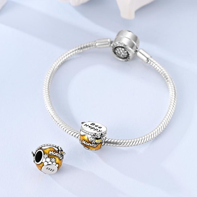 Copper Metal Bee Honey Jar Bead Components Yellow Series Charm Bead Component Compatible With Bracelet High Quality Fine Jewelry Do It Yourself Bead