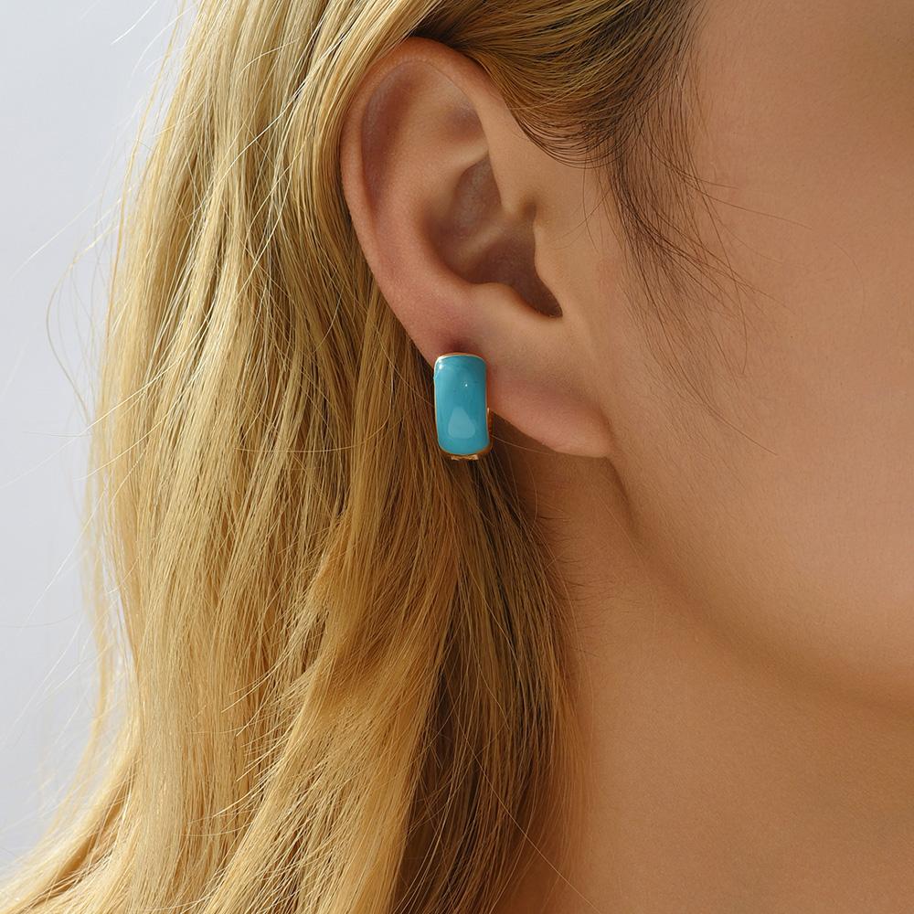 New Fashion Circle Ear Huggie Small Hoop Earrings for Women Cute Candy Color Enamel Round Heart Earrings Party Zircon