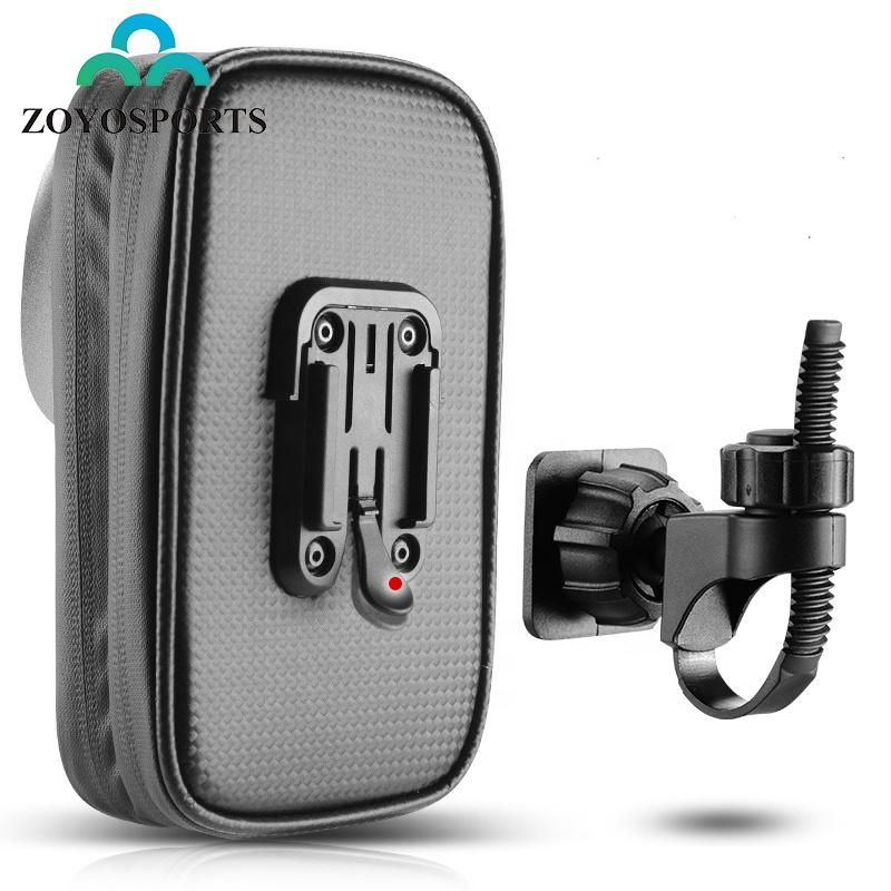 Ready To Ship 360 Degree Rotation Bike Phone Bag Cycling Waterproof Two Pockets Bicycle Bag with Zipper Phone Holder