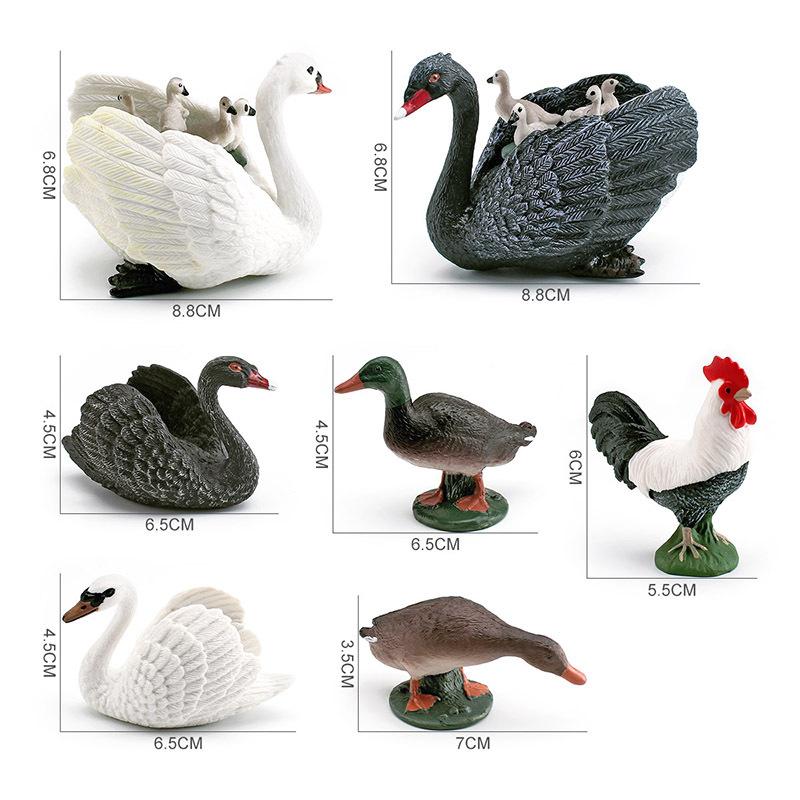 Simulation Poultry Farm Animal Model Mallard Duck Black White Swan Grey Duck Rooster Ornament Toy