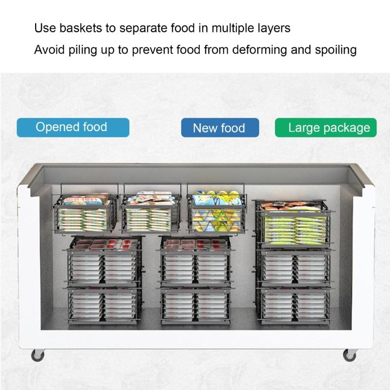 Στοιβαζόμενα Καλάθια Κατάψυξης Θήκη Οργάνωσης Κατάψυξης Δοχεία Κατάψυξης Υφή Χάλυβα Άνθρακα Κατάλληλο για Ψυγείο