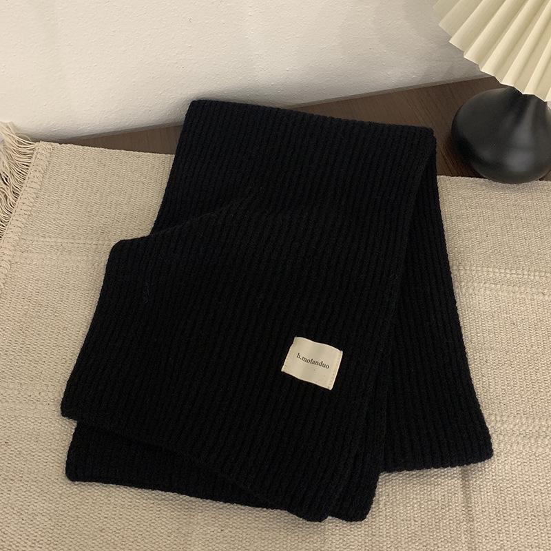 Korean-Style Houndstooth Knitted Round Neck Scarf - Warm, Versatile, Trendy Autumn/Winter Accessory