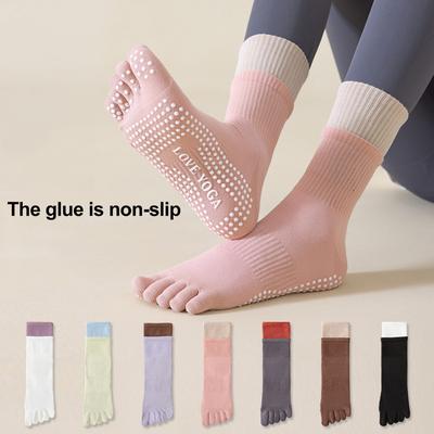 1 Paar Yoga-Zehensocken mit rutschfester Greifer, atmungsaktiv, feuchtigkeitsableitend, für Ballett, Tanz, Fitness, Pilates, Sport, Fitnessstudio, Sport, Wadensocken