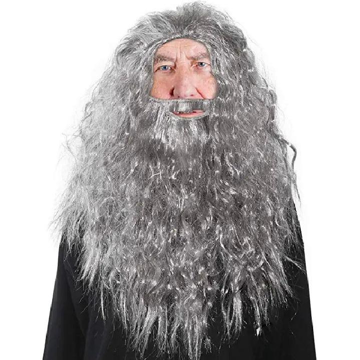 Vánoční Cosplay Hobbit Gandalf Cosplay Paruka Set na vousy Čelenka pro fanoušky Pána prstenů Party Sváteční dekorace DIY