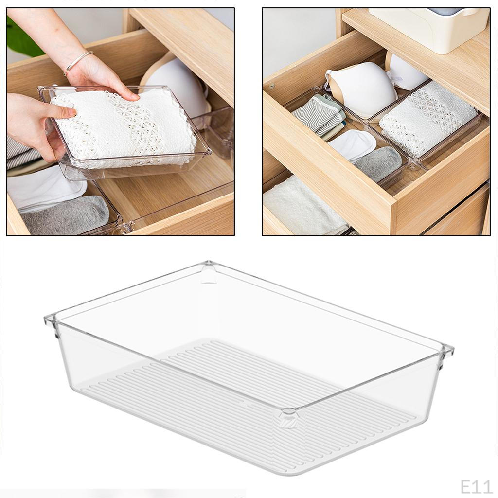Clear Desk Drawer Organizer Cabinet Wardrobe Vanity Cosmetics Stationery Sundries Compartment