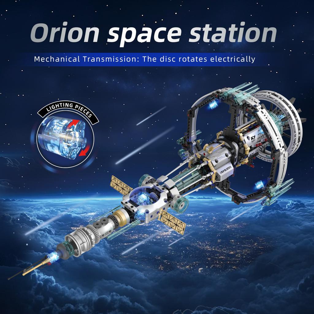 K96121 Briques de construction Station Spatiale Orion, Jouet d'assemblage de modèle aérospatial DIY pour enfants, Cadeau créatif, Ornement de bureau et de décoration intérieure