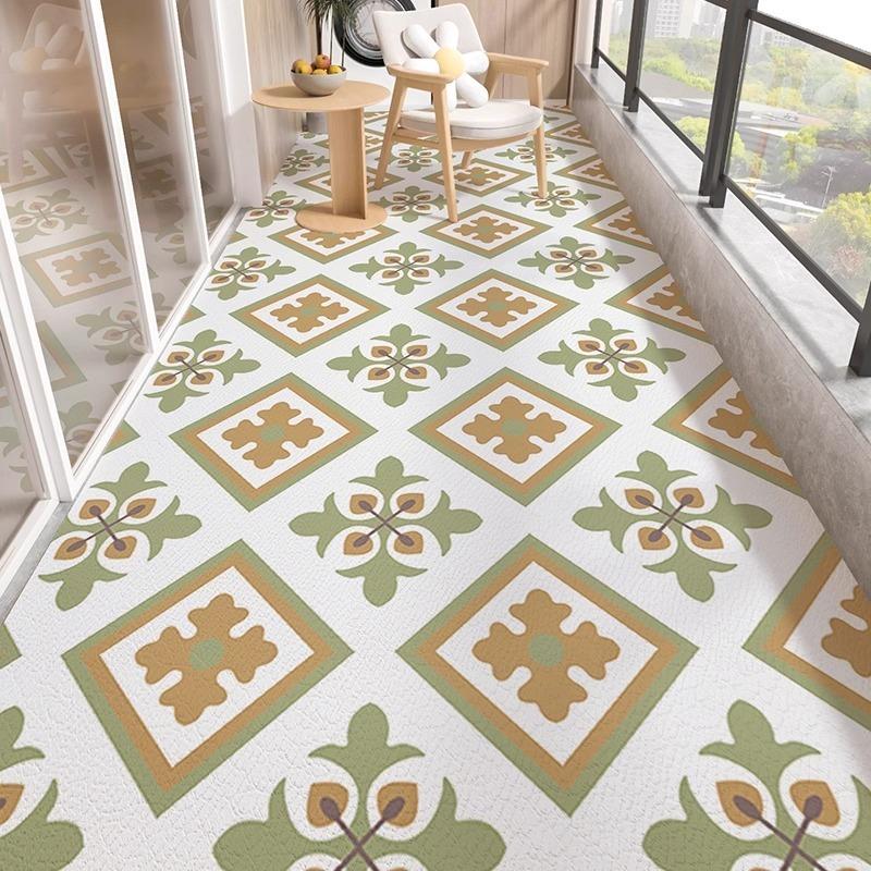 Carpet for Balcony Waterproof Floor Mat Large Pvc Leather Kitchen Non-slip Foot Mats Black White Carpets Home Decoration Rug