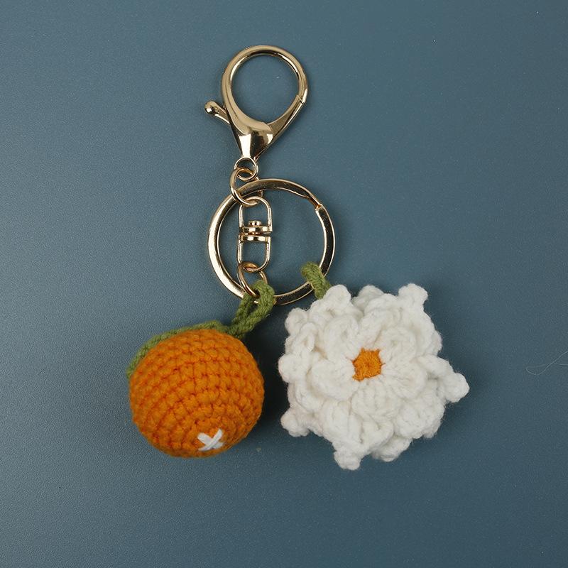Strick Doppel Orangen Schlüsselanhänger Niedliches Frucht Design Häkel Schlüsselanhänger Für Tasche Anhänger Gestrickte Zitrone Schlüsselanhänger Personalisierte Accessoires