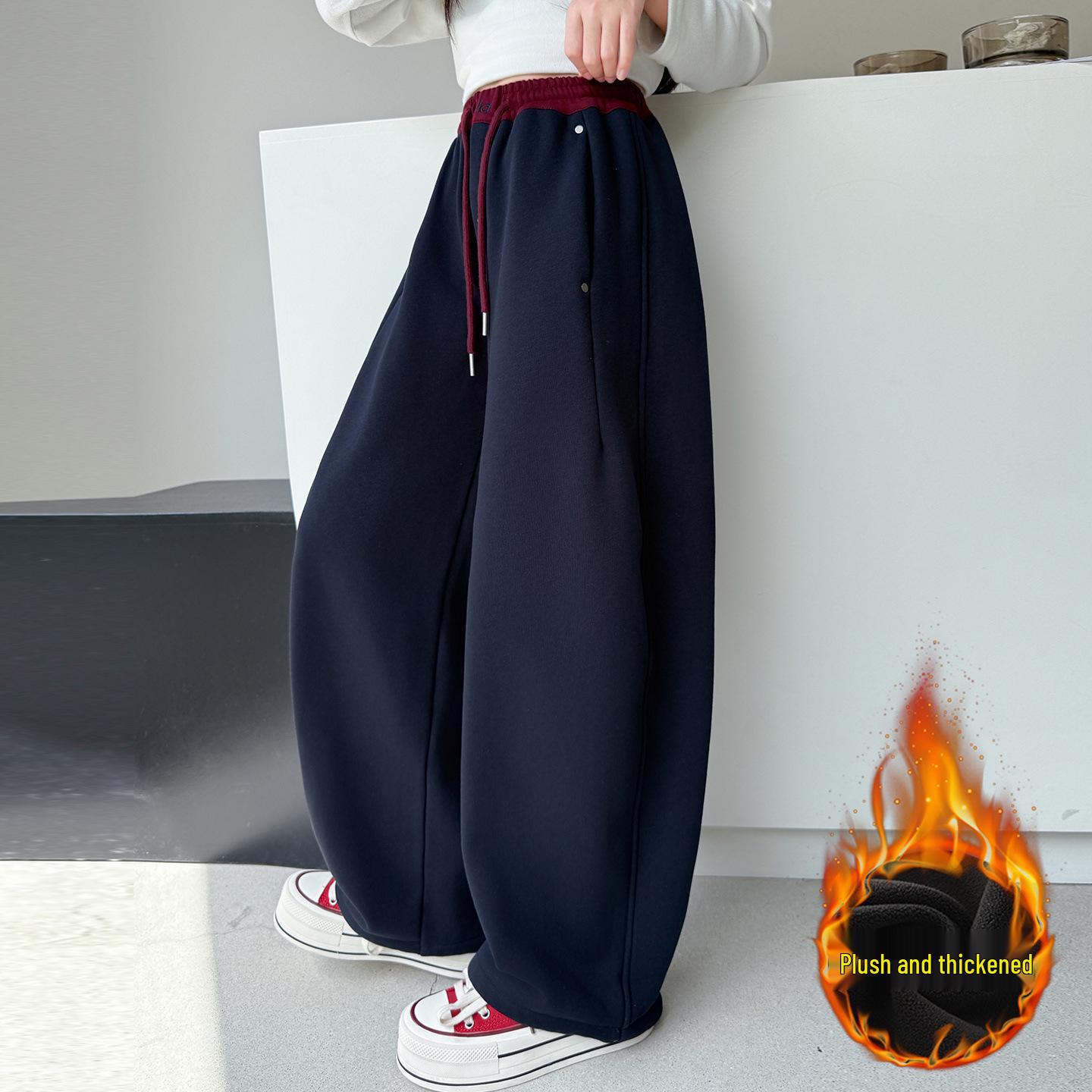 

Флисовые брюки-кюлоты в стиле колор-блок для девочек - Мода осень/зима для девочек среднего и старшего возраста 160cm темно-синий