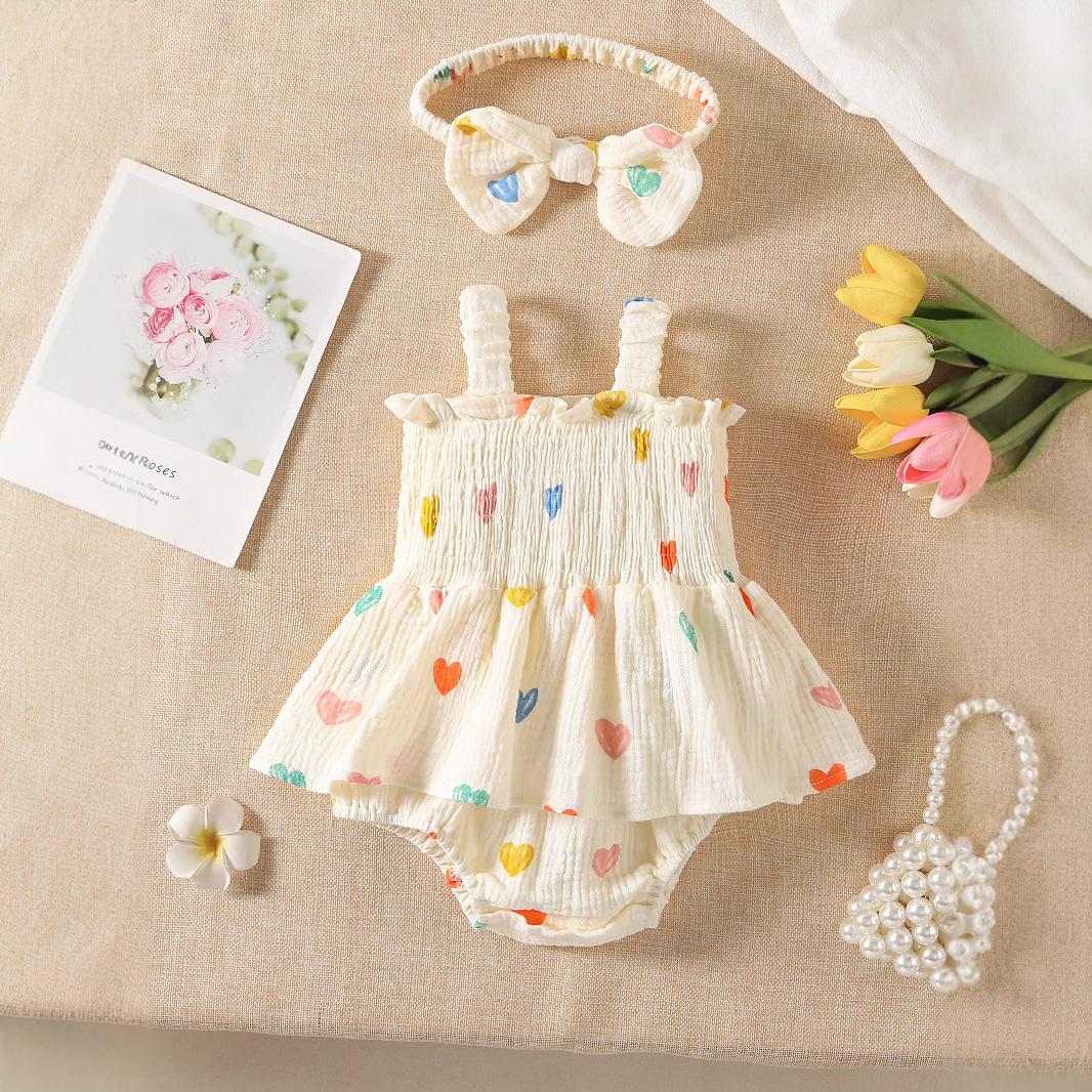 

Летний корейский комбинезон для новорожденной девочки - На 100 дней, Полная луна, На бретельках 66 cm