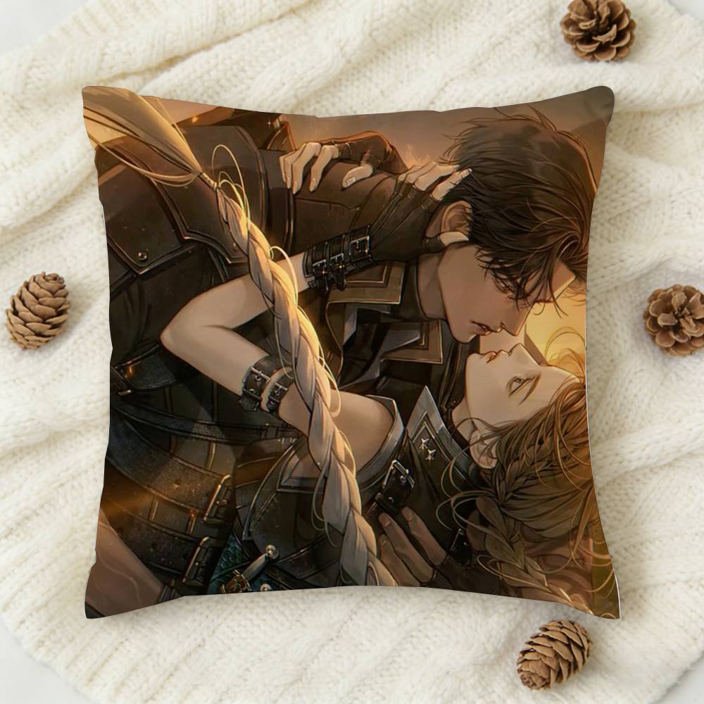 F-Fourth Wing Xaden Violet Double-Sided Printed Square Decorative Cushion Cover For Sofa Living Room Home Decor