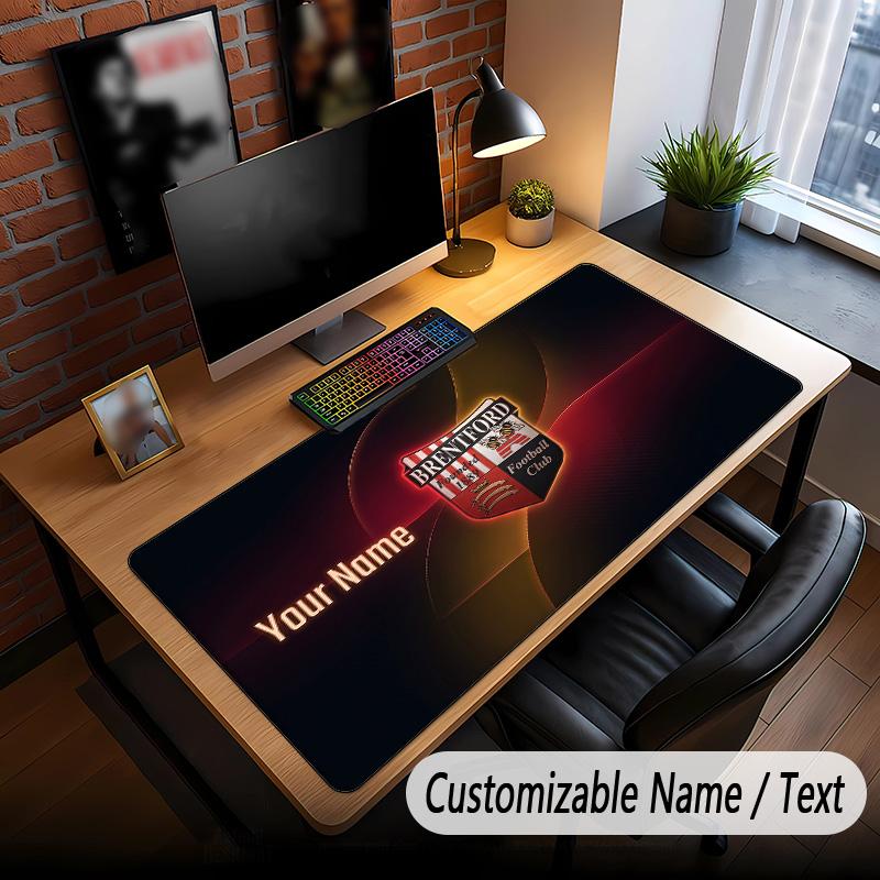 Large Mouse Pad Brentford Football Print Custom Name Text Desk Mat for Office Gaming