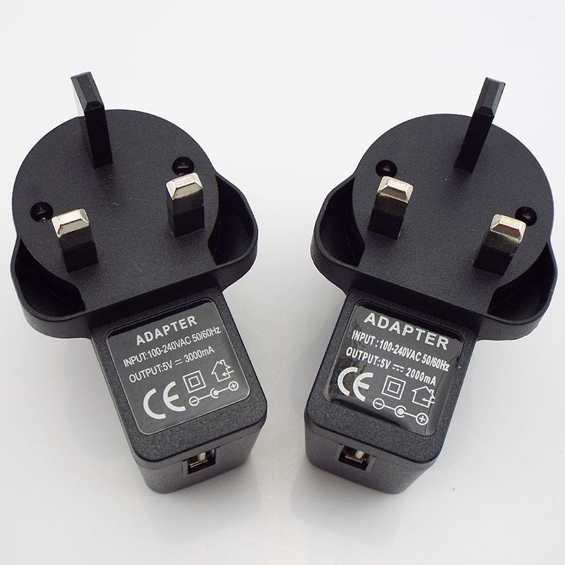 UK Plug 3pin 100V-240V AC To USB Port DC Power Supply 5V 1A 2A 3A Adapter Charger Charging